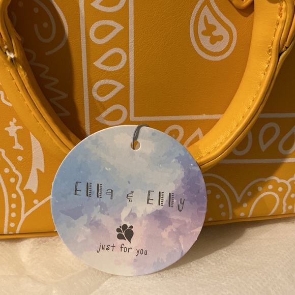 NWT Ella & Elly yellow and white paisley handbag with crossbody strap included - Picture 7 of 9
